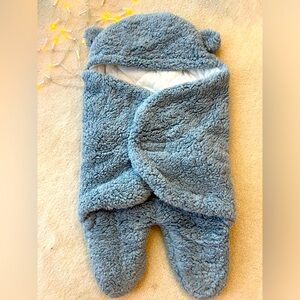 Baby Blue Grey Bear Style Fluffy Fur Cover Envelope